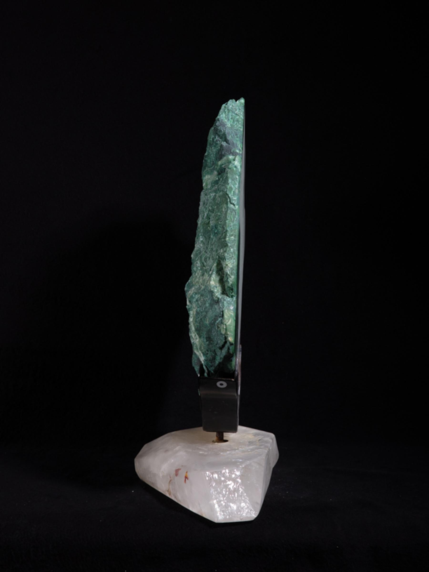 Green quartz front polished on rock crystal base - St1galleryv0339 6914 - V0339