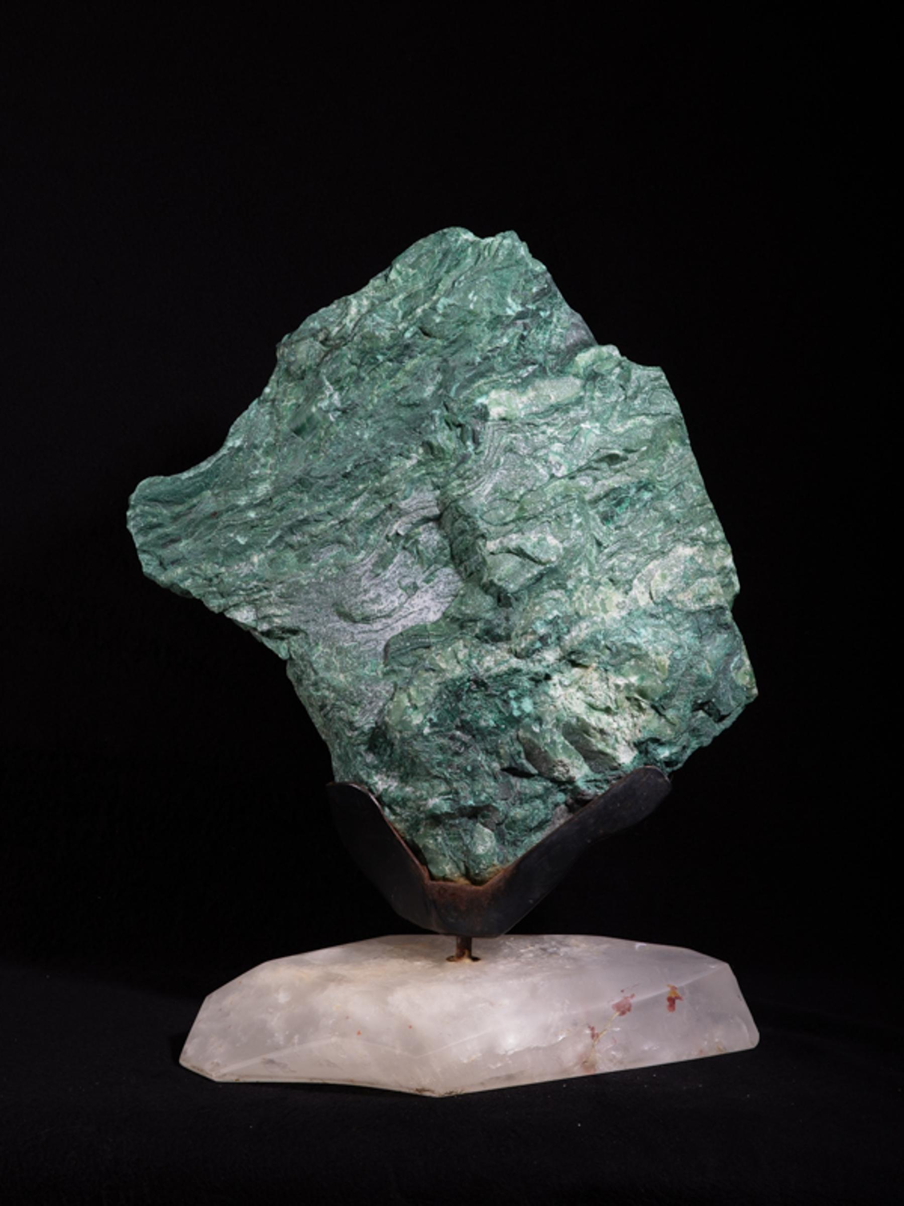 Green quartz front polished on rock crystal base - St1galleryv0339 6915 - V0339