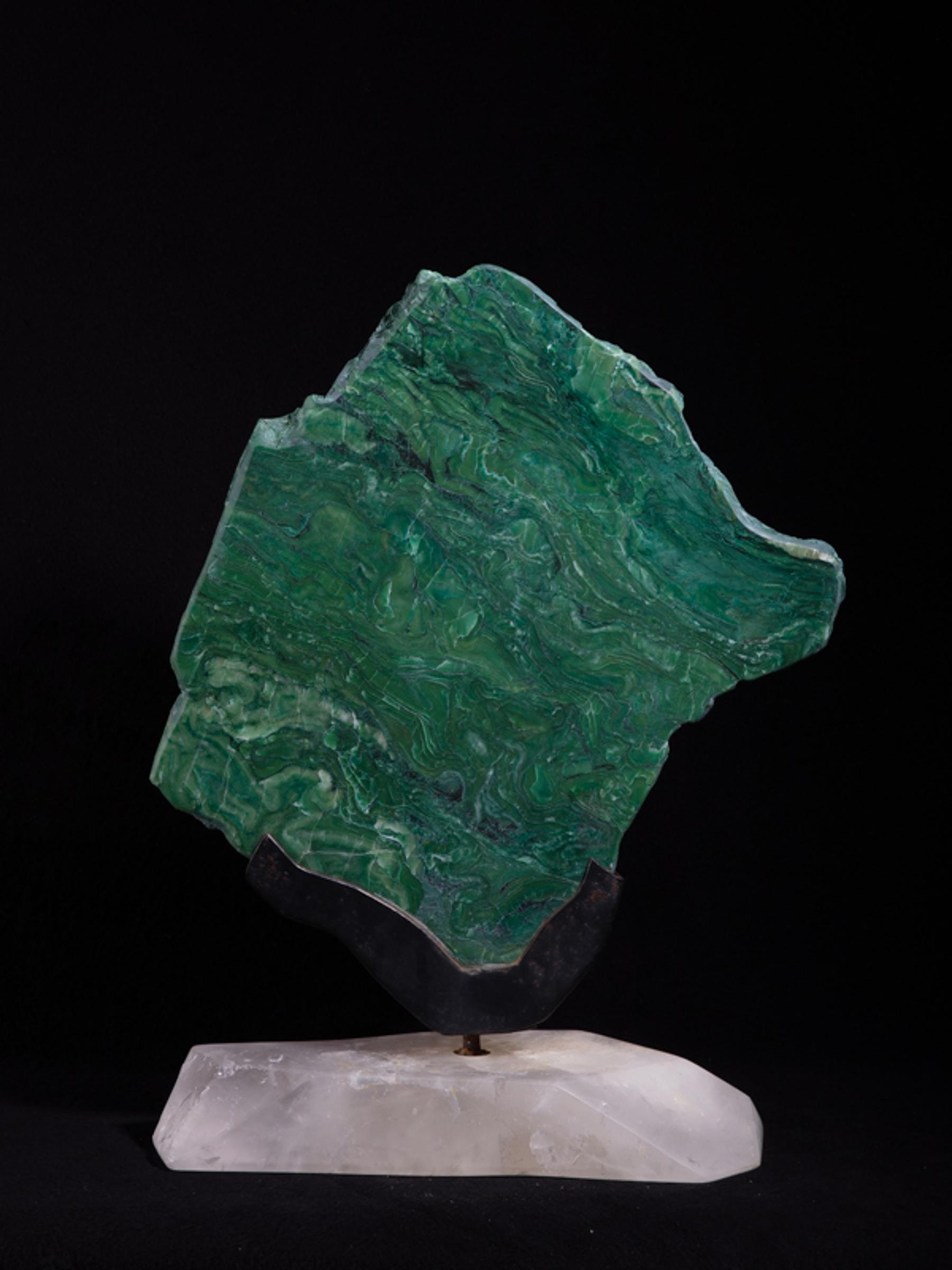 Green quartz front polished on rock crystal base - St1galleryv0339 6917 - V0339