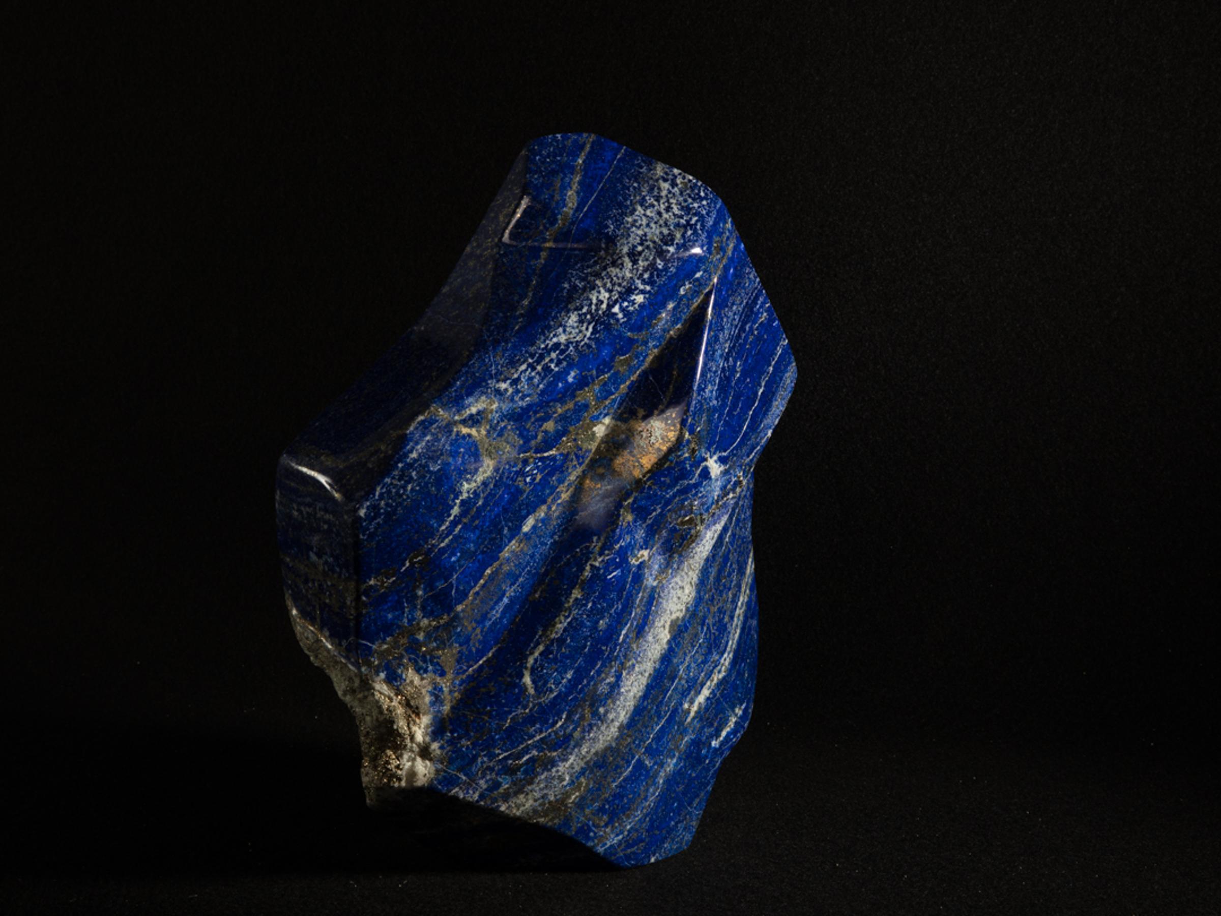 Lapis Lazuli partly polished freeform with pyrite - Stonegalleryo0180 - O0180