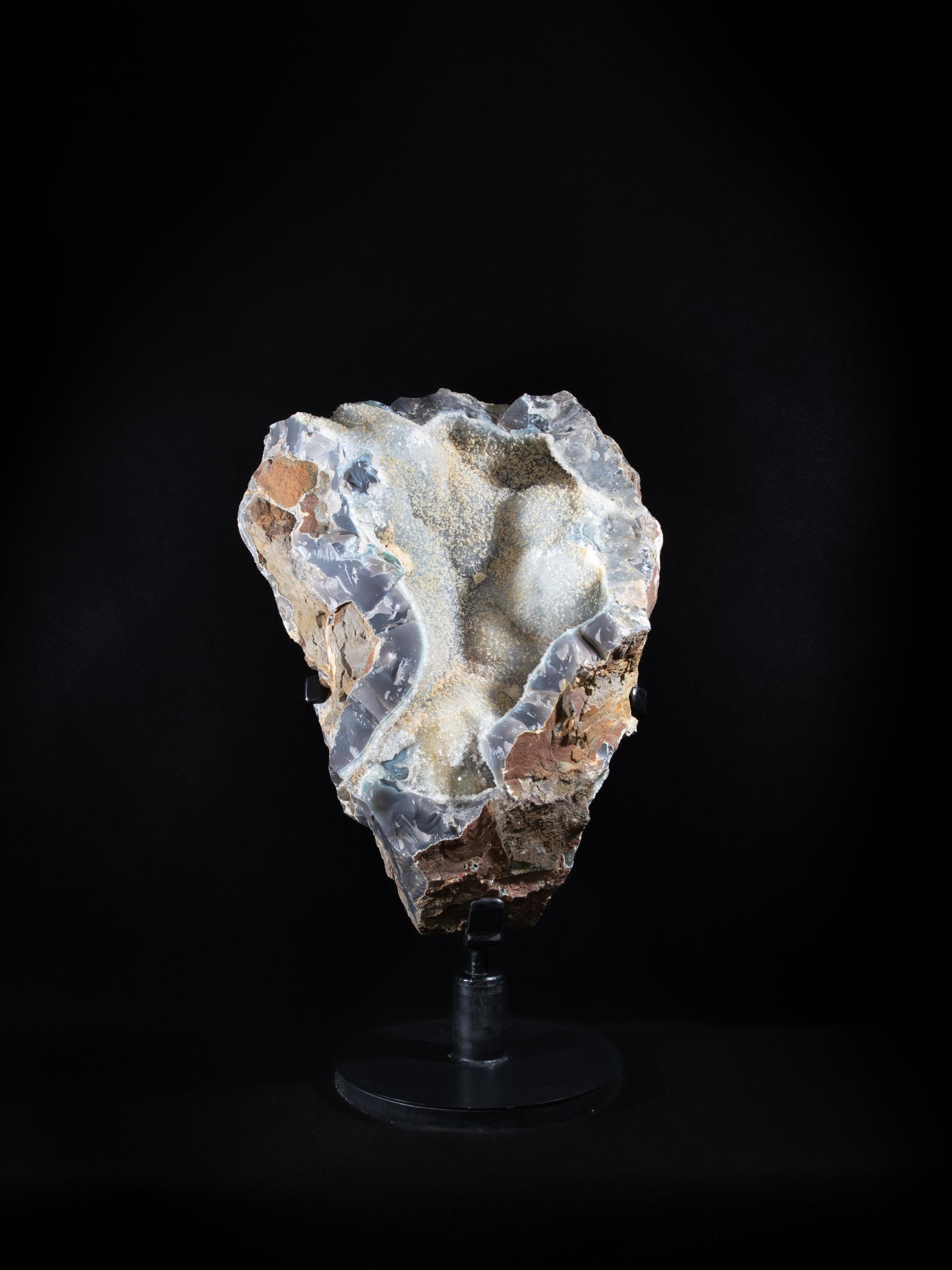 Chalcdeony all natural on rotating metal base - Stonegalleryv0484 0738 - V0484